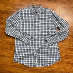 Nordstrom Men's Blue White Plaid Collared Button Down Shirt Size Large Classic